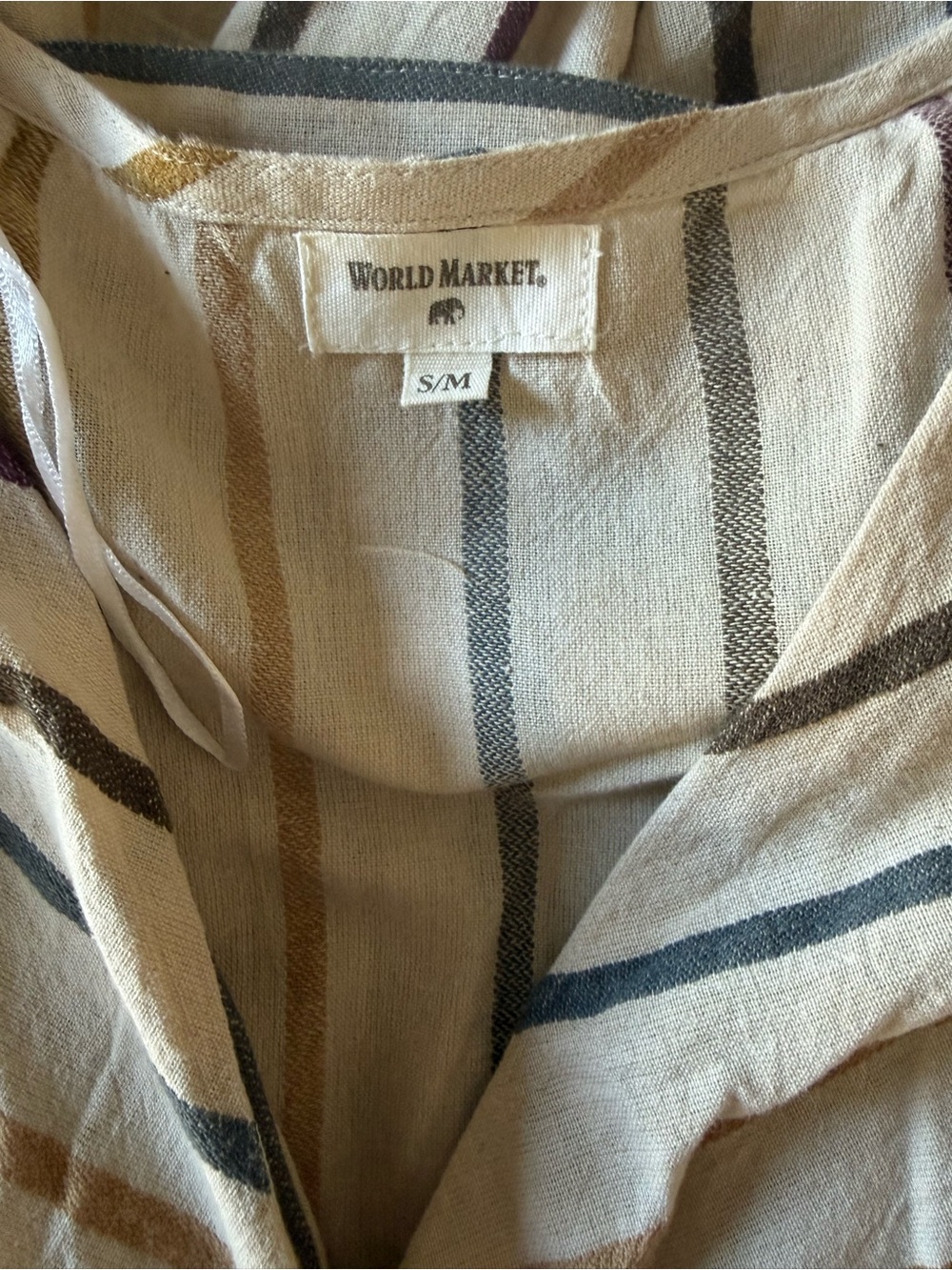 World Market Striped Romper Boho Neutral Tie Waist Wide Leg S/M - Picture 6 of 7